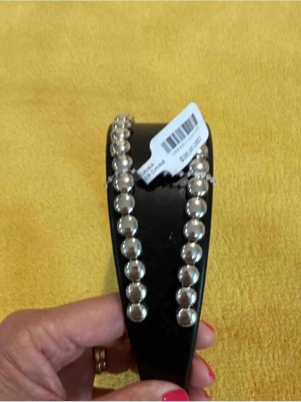 Free People Black Studded Double Headband with Silver Accents